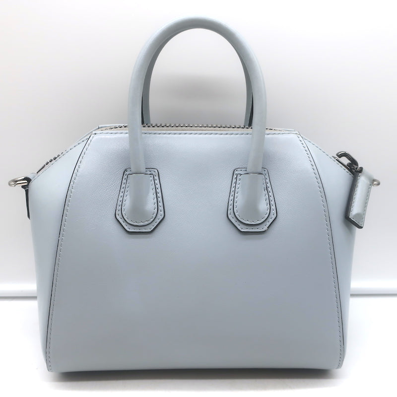 Givenchy Mini Antigona Woven Chain Satchel Sky Blue Leather Crossbody Bag