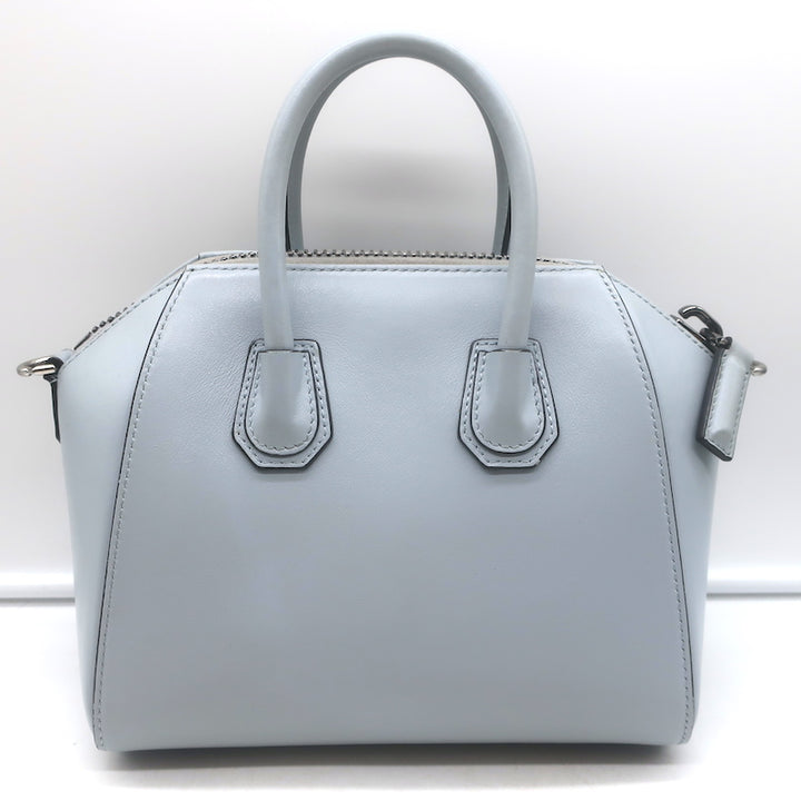 Givenchy Mini Antigona Woven Chain Satchel Sky Blue Leather Crossbody Bag