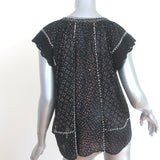 Ulla Johnson Rena Tassel Top Black Printed Cotton Size 6 Cap Sleeve Blouse