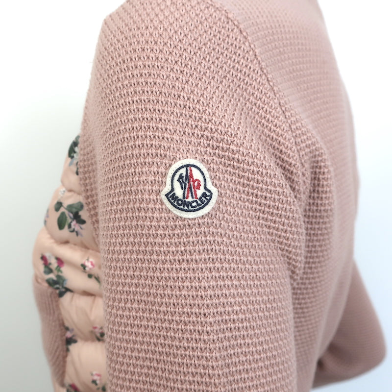 Moncler Magolione Tricot Alla Coreana Floral Knit Puffer Jacket Pink Size Small