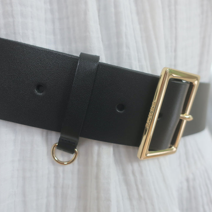 FRAME D-Ring Belt Black Leather Size Small
