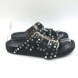 Isabel Marant Lennyo Grommet Studded Slide Sandals Black Suede Size 37