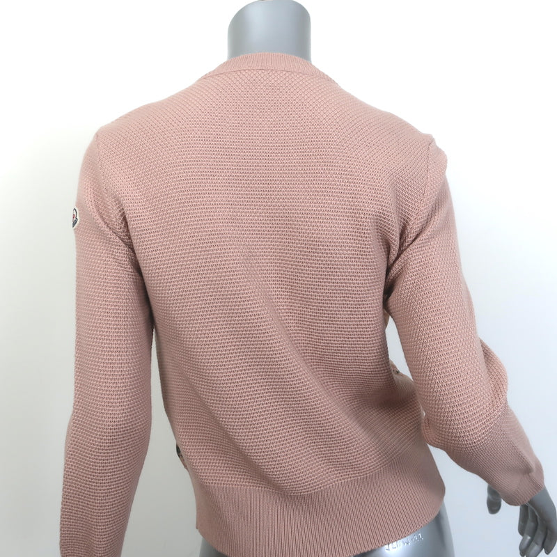 Moncler Magolione Tricot Alla Coreana Floral Knit Puffer Jacket Pink Size Small