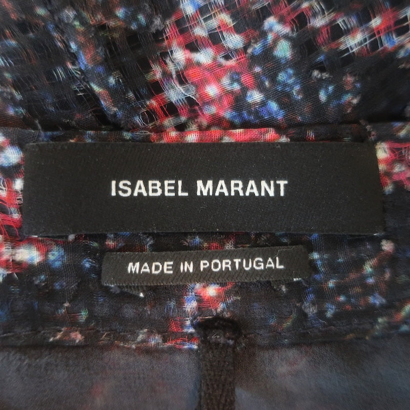 Isabel Marant Tilia Gathered Tie-Waist Printed Mini Wrap Skirt Black/Red Size 42
