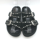 Isabel Marant Lennyo Grommet Studded Slide Sandals Black Suede Size 37