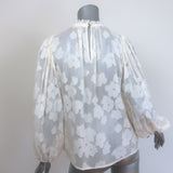 Ulla Johnson Sandrine Blouse Cream Floral Fil Coupe Size 2 Long Sleeve Top