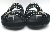 Isabel Marant Lennyo Grommet Studded Slide Sandals Black Suede Size 37