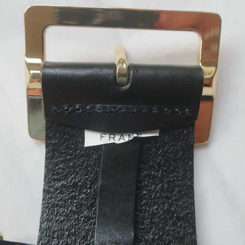 FRAME D-Ring Belt Black Leather Size Small