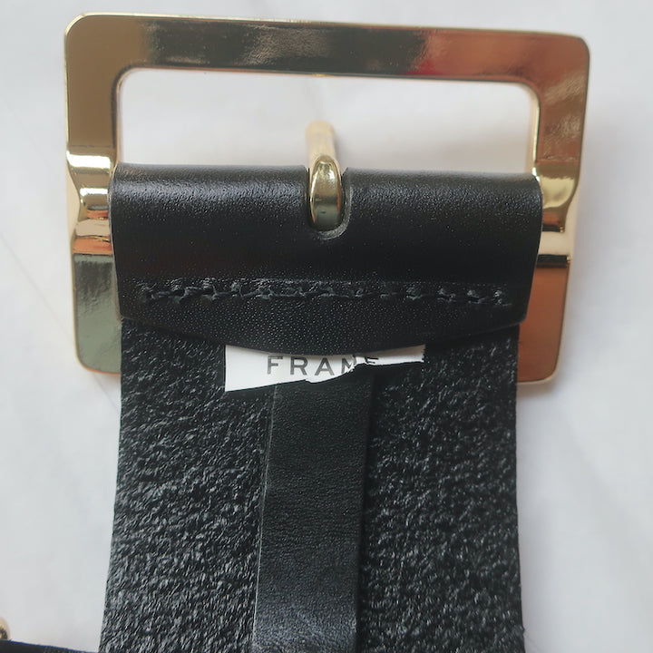 FRAME D-Ring Belt Black Leather Size Small