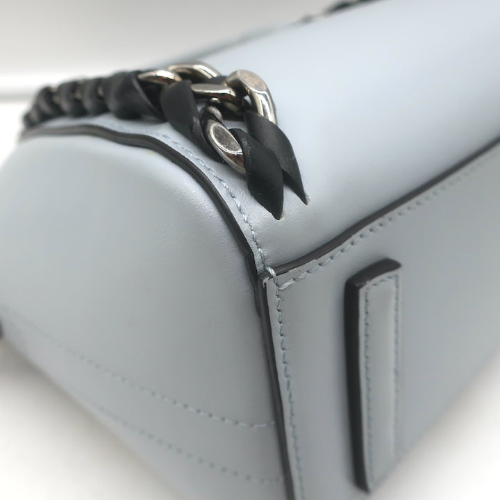 Givenchy Mini Antigona Woven Chain Satchel Sky Blue Leather Crossbody Bag