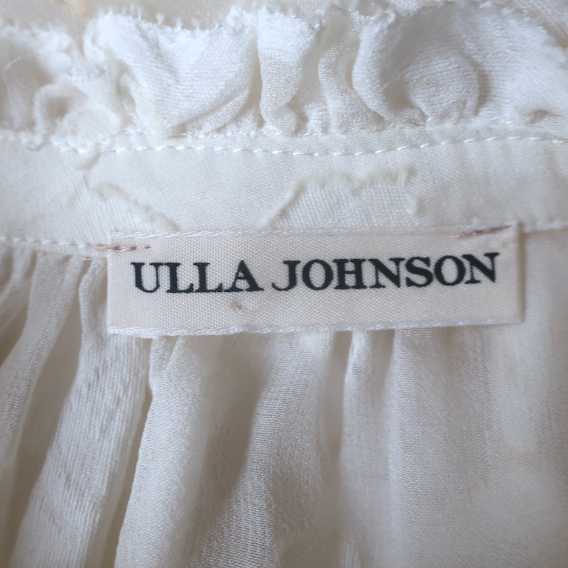 Ulla Johnson Sandrine Blouse Cream Floral Fil Coupe Size 2 Long Sleeve Top