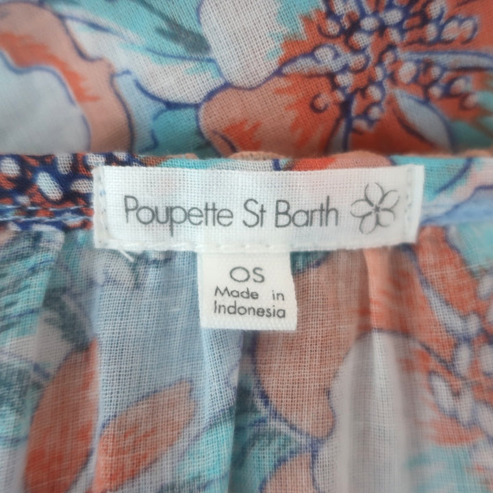 Poupette St Barth Bobo Ruffled Poncho Mini Dress Floral Print Cotton One Size