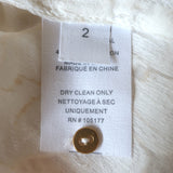 Ulla Johnson Sandrine Blouse Cream Floral Fil Coupe Size 2 Long Sleeve Top