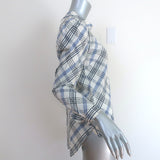 Veronica Beard Isabel Plaid Top Cream/Blue Size 8 Puff Sleeve Blouse