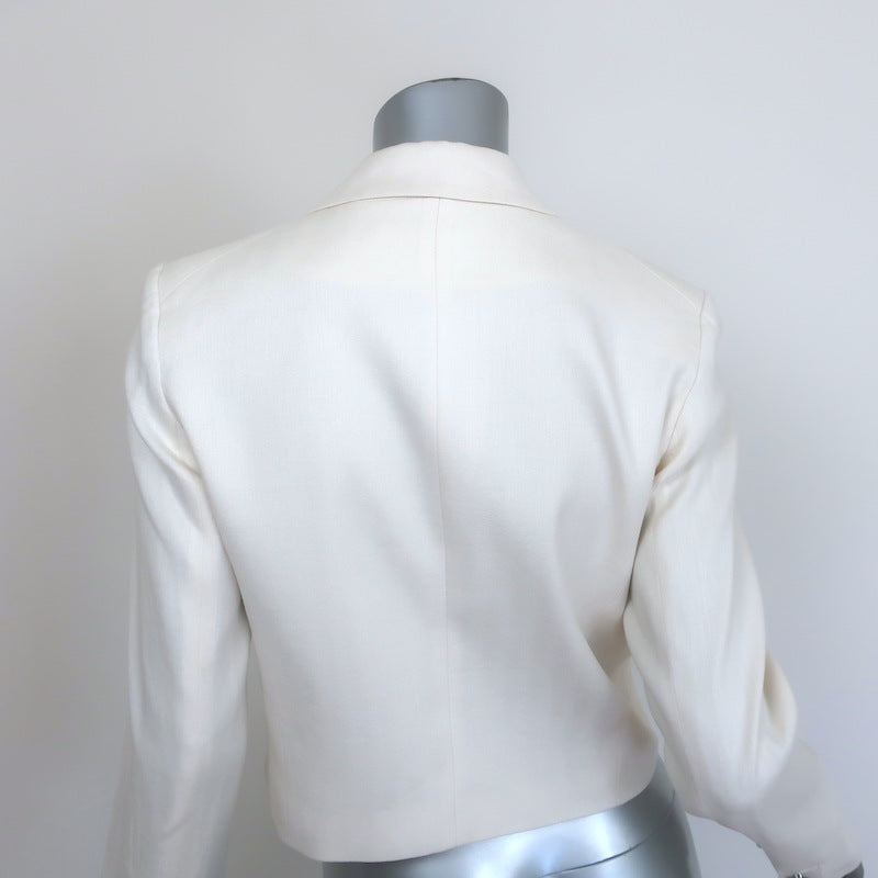 Veronica Beard Fabiola Cropped One-Button Blazer Cream Stretch Linen Size 4