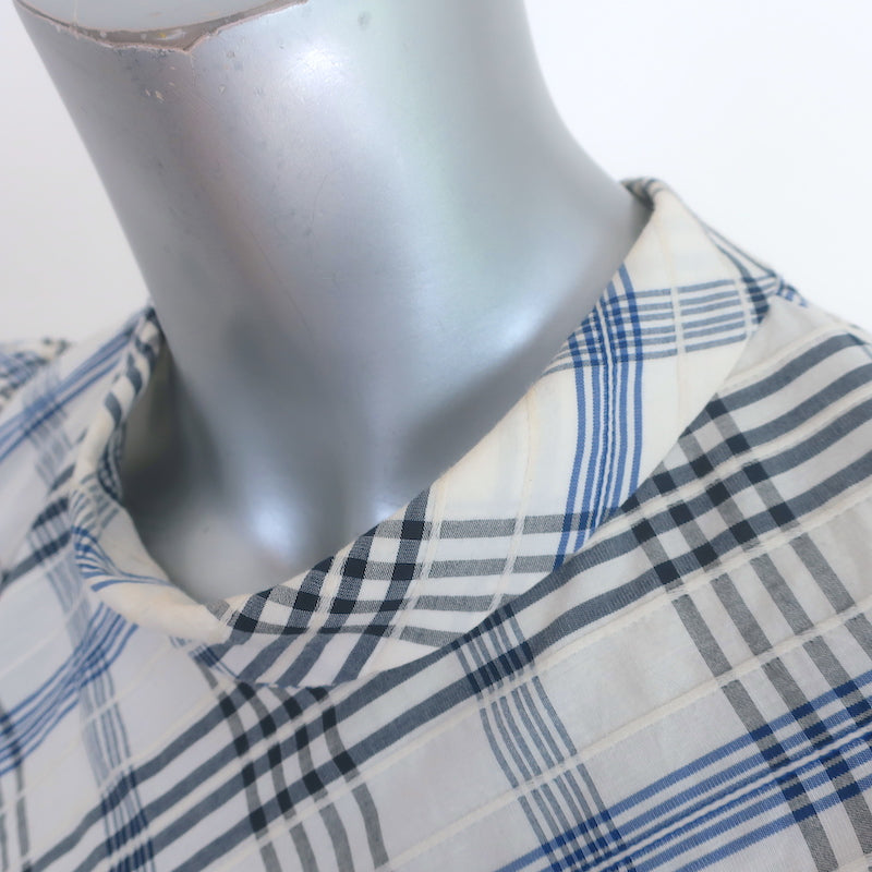 Veronica Beard Isabel Plaid Top Cream/Blue Size 8 Puff Sleeve Blouse