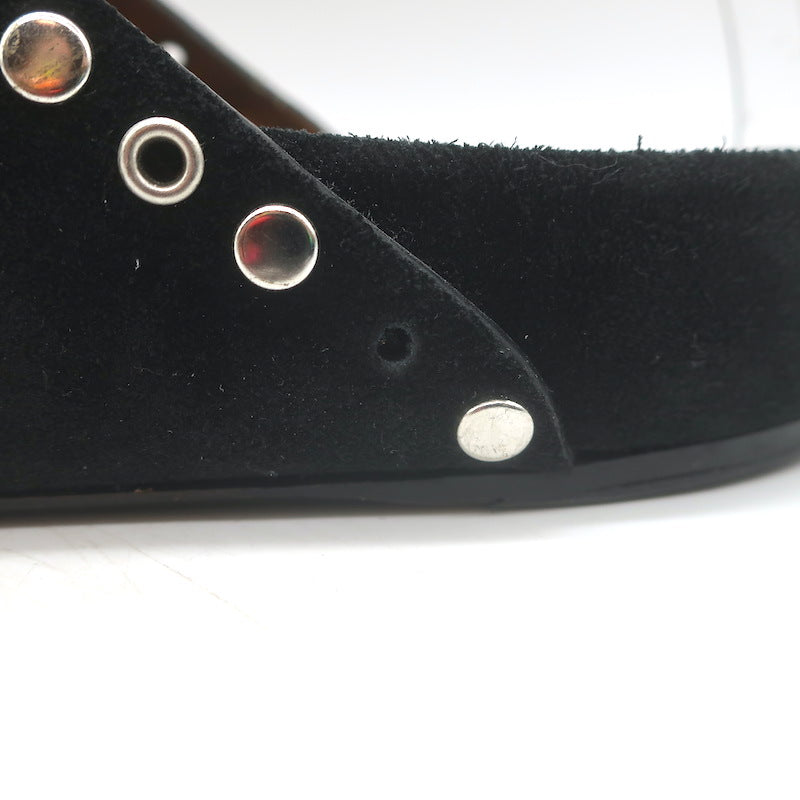 Isabel Marant Lennyo Grommet Studded Slide Sandals Black Suede Size 37