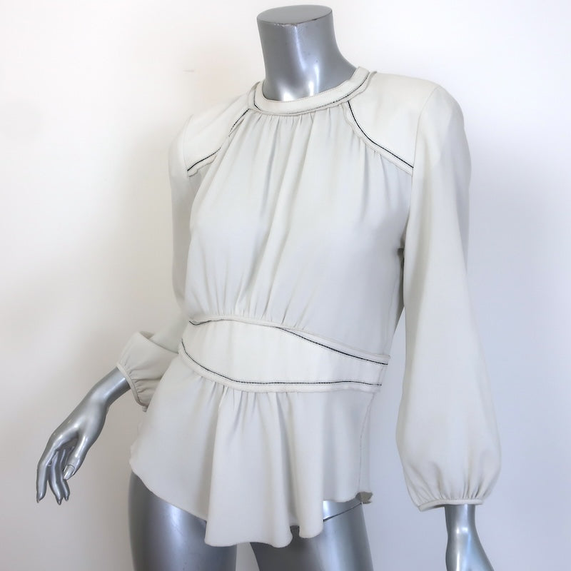 Isabel Marant Wiley Peplum Blouse Ecru Crepe Size 38