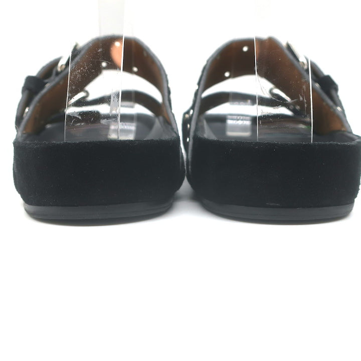 Isabel Marant Lennyo Grommet Studded Slide Sandals Black Suede Size 37
