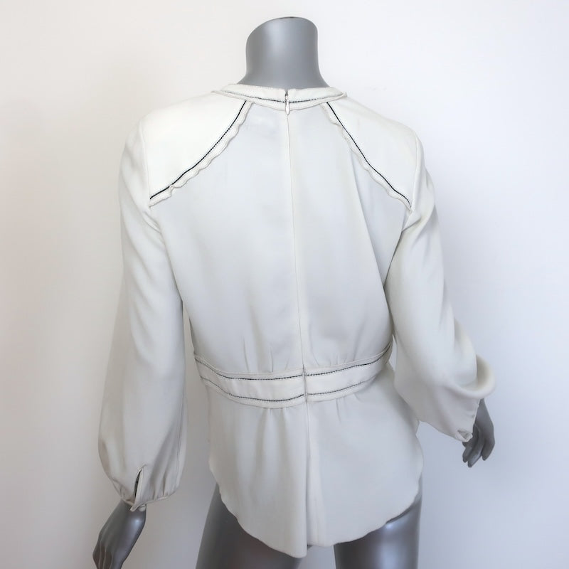 Isabel Marant Wiley Peplum Blouse Ecru Crepe Size 38