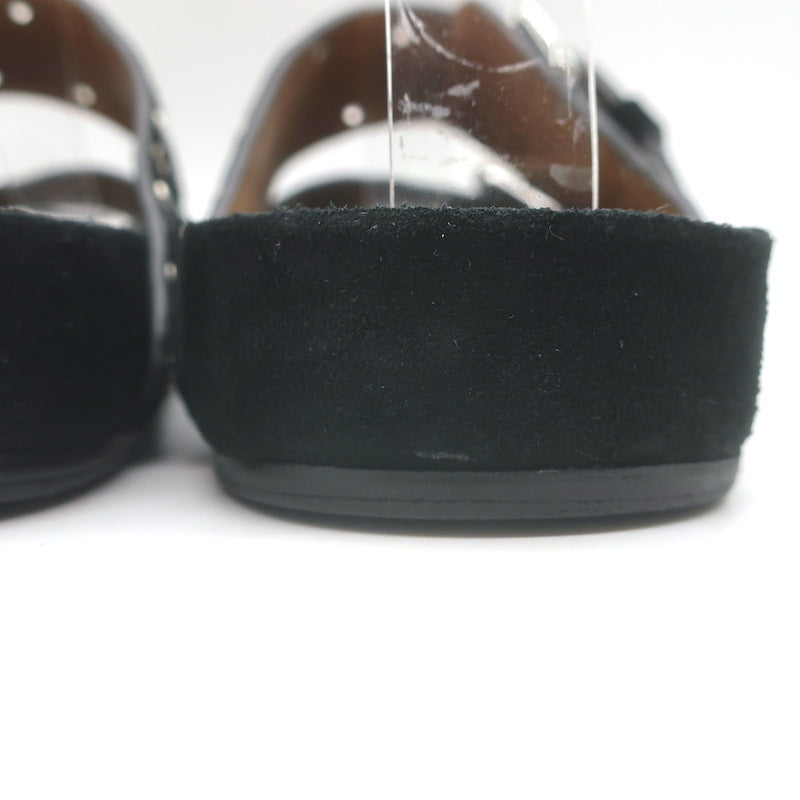 Isabel Marant Lennyo Grommet Studded Slide Sandals Black Suede Size 37