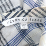 Veronica Beard Isabel Plaid Top Cream/Blue Size 8 Puff Sleeve Blouse