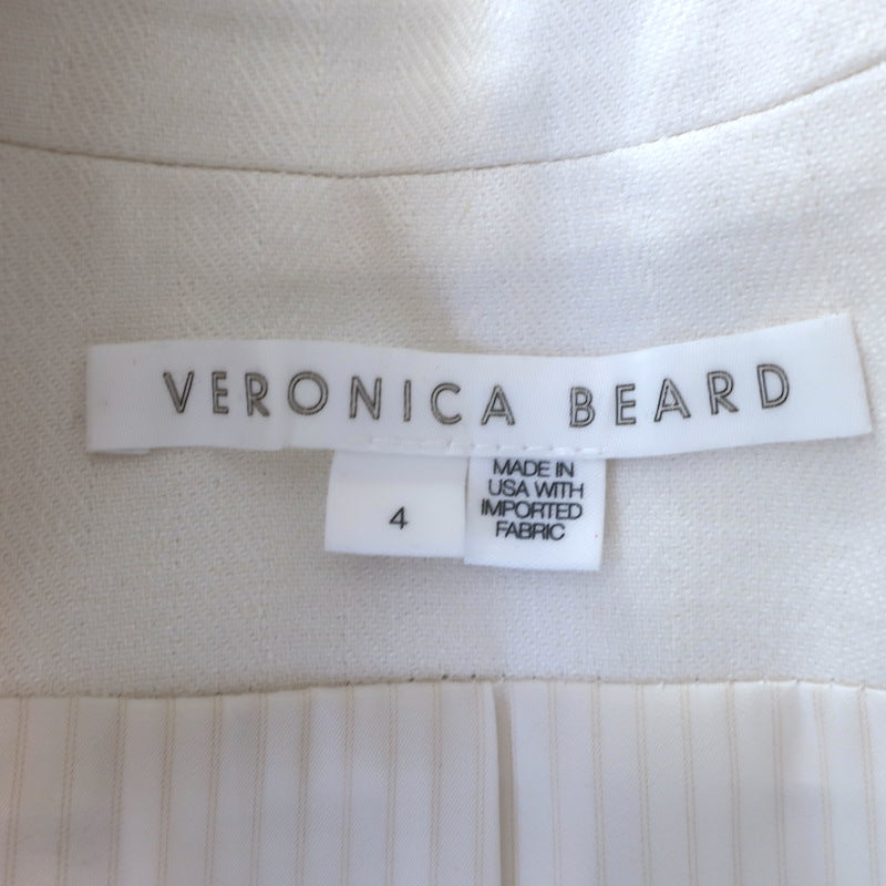 Veronica Beard Fabiola Cropped One-Button Blazer Cream Stretch Linen Size 4