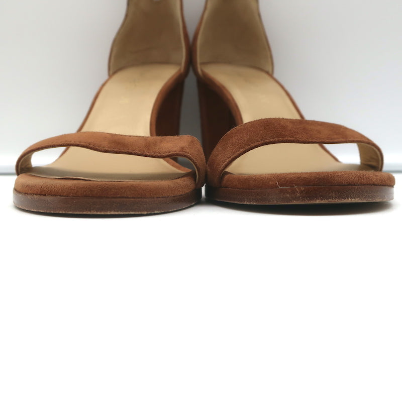 Stuart Weitzman Nearlynude Sandals Brown Suede Size 10 Ankle Strap Heels