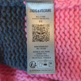 Zadig & Voltaire Bully Striped Cashmere Sweater Pink/Gray Size Extra Small NEW