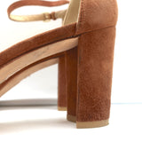 Stuart Weitzman Nearlynude Sandals Brown Suede Size 10 Ankle Strap Heels