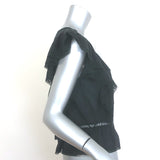 LoveShackFancy Ruffled Open-Back Top Black Embroidered Cotton Size Extra Small