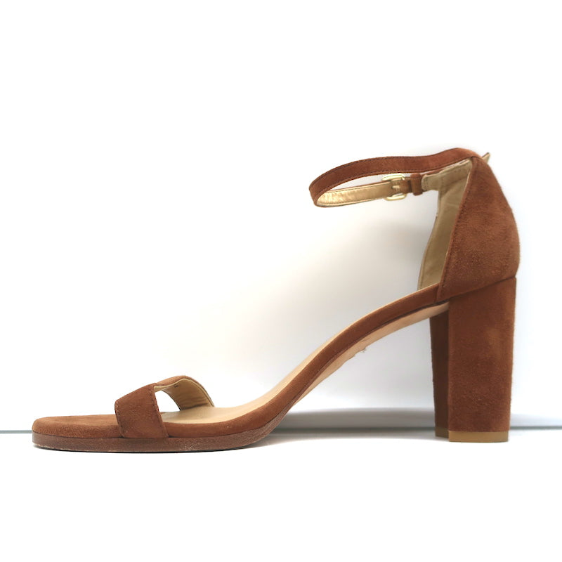 Stuart Weitzman Nearlynude Sandals Brown Suede Size 10 Ankle Strap Heels