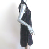 Jenni Kayne Plaid Sleeveless Shirt Dress Burgundy/Black Silk Size Small