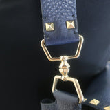 Valentino Rockstud Flap Crossbody Bag Dark Navy Pebbled Leather