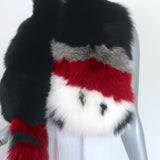 Adrienne Landau Fur Scarf Black/White/Red