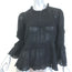 Isabel Marant Etoile Ykaria Ruffle Blouse Black Flocked Cotton Size 34