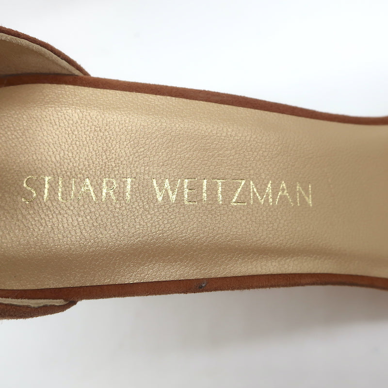Stuart Weitzman Nearlynude Sandals Brown Suede Size 10 Ankle Strap Heels