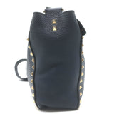 Valentino Rockstud Flap Crossbody Bag Dark Navy Pebbled Leather