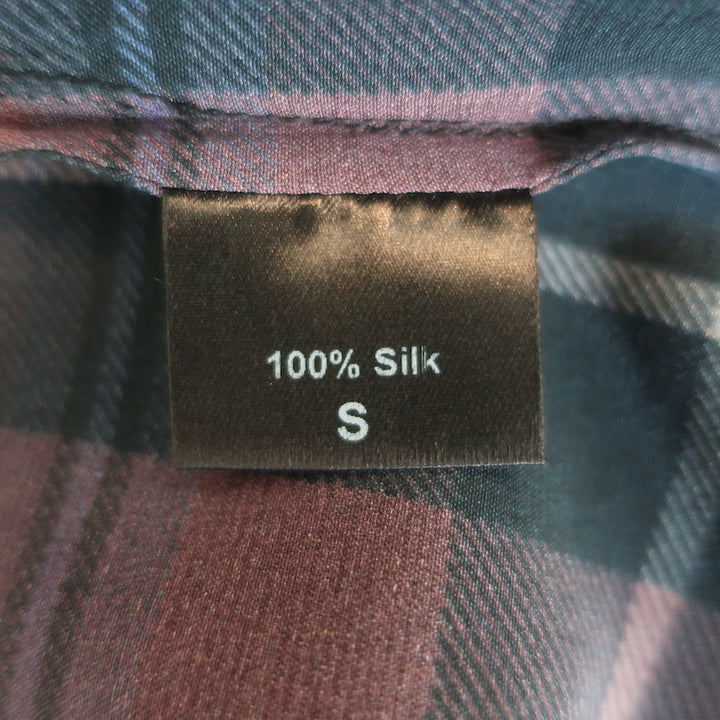 Jenni Kayne Plaid Sleeveless Shirt Dress Burgundy/Black Silk Size Small
