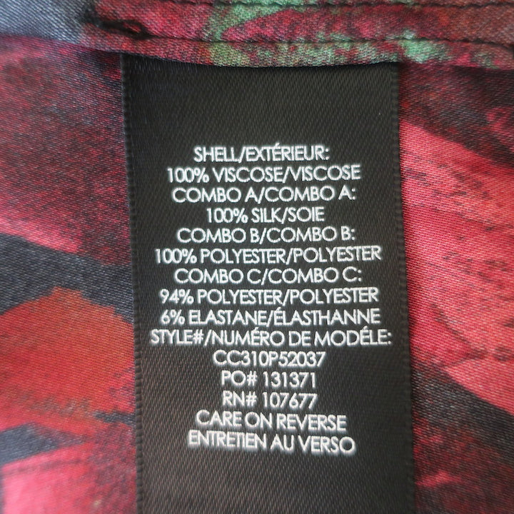 Alice + Olivia Brentley Tie-Neck Puff Sleeve Blouse Rose Print Size Extra Small