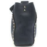 Valentino Rockstud Flap Crossbody Bag Dark Navy Pebbled Leather