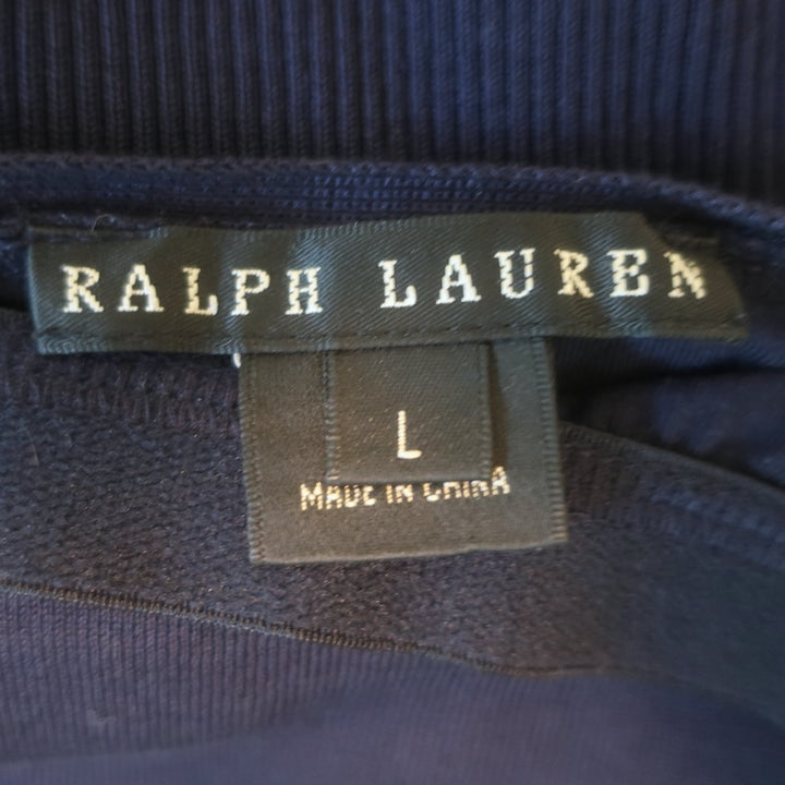 Ralph Lauren Flower-Embellished Halter Top Navy Cotton Size Large