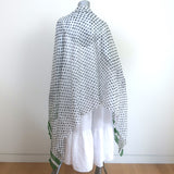 Dolce & Gabbana Shawl Scarf White/Green Polka Dot Print Chiffon
