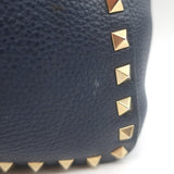 Valentino Rockstud Flap Crossbody Bag Dark Navy Pebbled Leather