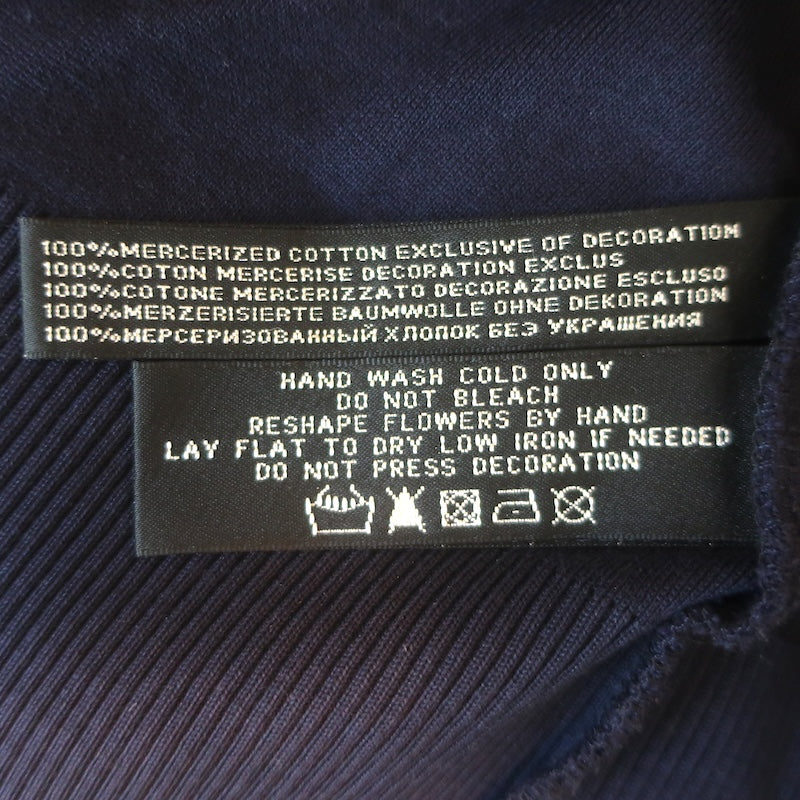 Ralph Lauren Flower-Embellished Halter Top Navy Cotton Size Large