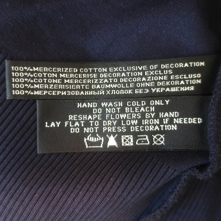 Ralph Lauren Flower-Embellished Halter Top Navy Cotton Size Large