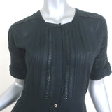 LoveShackFancy Edie Midi Dress Black Lace-Trimmed Cotton Size Extra Small