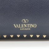 Valentino Rockstud Flap Crossbody Bag Dark Navy Pebbled Leather