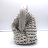Bottega Veneta Point Slanted Intrecciato Triangle Top Handle Bag White Leather