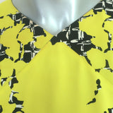 Balenciaga Top Yellow Shadow Floral Print Crepe Size 40 Sleeveless Blouse